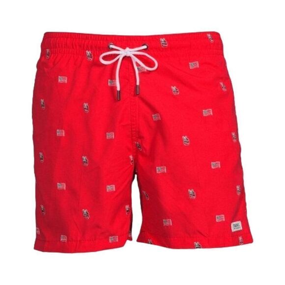 Trunks Surf & Swim Co. Sano Embroidered Regular Fit Swim Trunks Mens Red XXL NWT - Picture 4 of 7